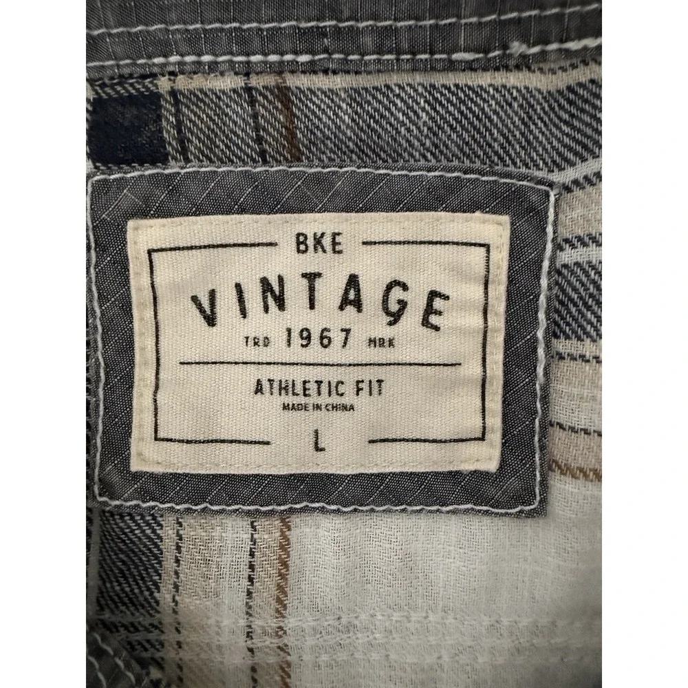 BKE Mens Western Style Lightweight Flannel Shirt Size L Pearl Snap The Buckle